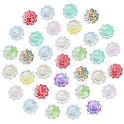 100pcs perles de verre transparentes peintes à la bombe, tournesol, couleur mixte, 15x10mm, Trou: 1.2mm