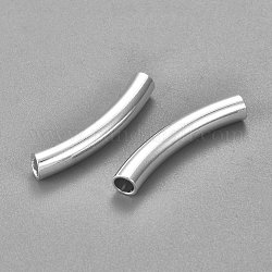 304 in acciaio curvo perline tubo inox, perline a tubo curvo, argento, 30.5x5mm, Foro: 3.5 mm