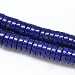 Flat Round/Disc Lapis Lazuli Beads Strands, Heishi Beads, Dyed, 10x4mm, Hole: 1mm, about 125pcs/strand, 15.7inch