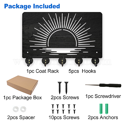 Настенные вешалки из дерева и железа HJEW-WH0055-228-1