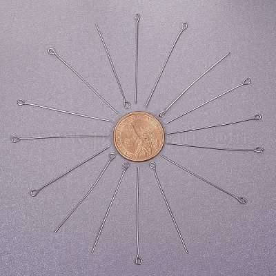 Pandahall 100pcs 22 Gauge Stainless Steel Open Eyepins 2 Inch (50mm) for  DIY Jewelry Making
