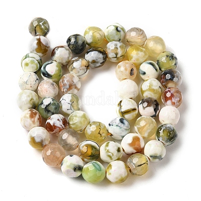 Нити окрашенных и нагретых натуральных агатовых бус с огненным кракелюром G-P539-B01-23-1