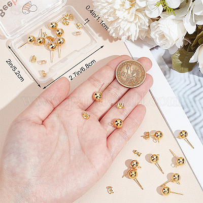 20 шт. фурнитура для сережек-гвоздиков из нержавеющей стали 304 с круглым штифтом STAS-BBC0004-76-1