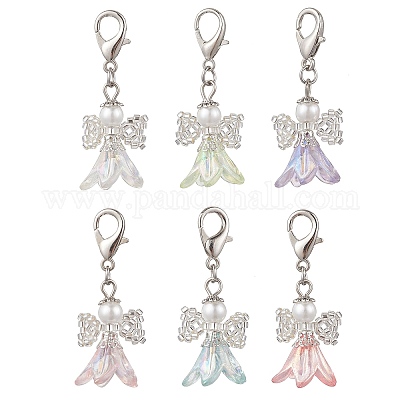 Подвеска в виде ангела из стеклянных бусин и акрила HJEW-MZ00392-1