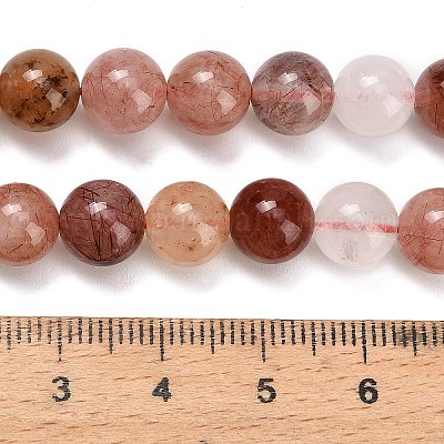 Натуральный красный Rutilated кварцевые нити бисера G-G300-A02-8mm-1