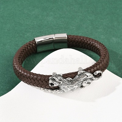 Леопардовые браслеты из плетеного шнура из микрофибры толщиной 11.5 мм BJEW-H631-02AS-02-1