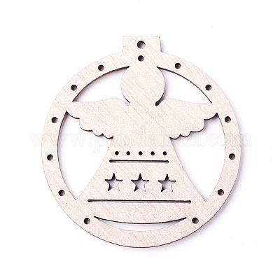 Неокрашенные деревянные большие подвески WOOD-F007-04-1