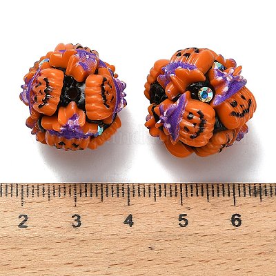 Бусины из полимерной глины со стразами и смолой на тему Хэллоуина RESI-Z045-02B-01-1