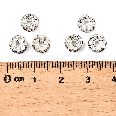 Perles séparateurs en laiton avec strass&nbsp;RB-A014-L7mm-S-1