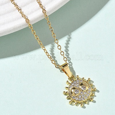 Латунная подвеска с микропаве из прозрачных кубических цирконий NJEW-D341-06G-1