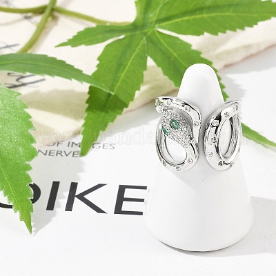 Кольца-манжеты из латуни с микропаве из прозрачного кубического циркония для женщин и мужчин RJEW-Z080-03P-1