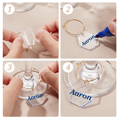 Прозрачные акриловые шестигранные подвески для бокалов для вина AJEW-AB00113-1