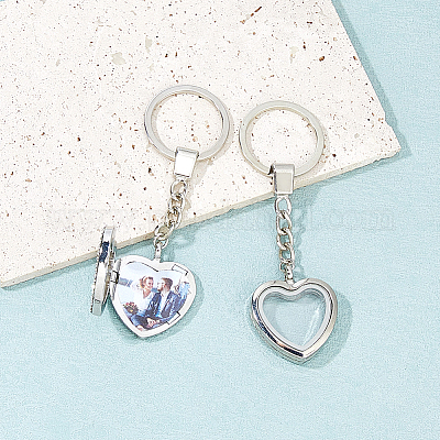 2 шт. подвеска-медальон в форме сердца из сплава и стекла KEYC-FH00042-1