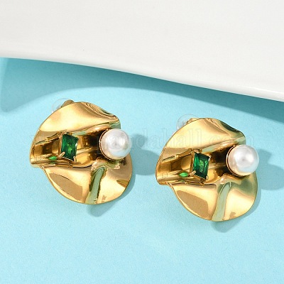 Серьги-гвоздики из нержавеющей стали 304 с кубическим цирконием EJEW-Z110-03G-03-1