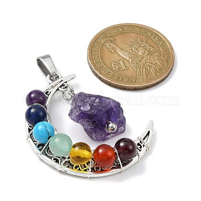 Круглые подвески с драгоценными камнями 7 чакра PALLOY-JF02402-02-1
