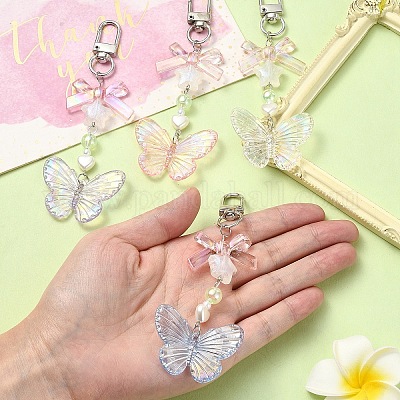 Бабочка бант акриловый кулон украшение HJEW-YW00034-01-1