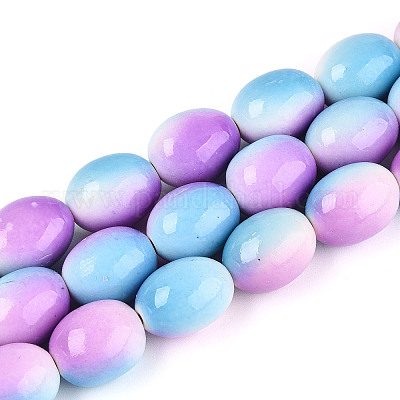 С напылением окрашенные синтетические бирюзовые бусинки TURQ-T004-15B-1