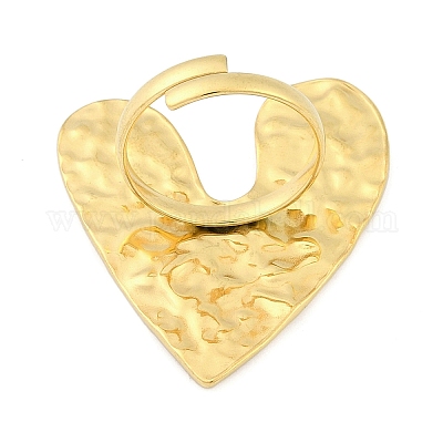 Ионное покрытие (ip) текстурированное сердце из нержавеющей стали 304 регулируемые кольца для женщин RJEW-H231-02G-1