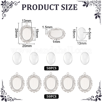 50 шт. подвеска-кабошон из хирургической нержавеющей стали 316 STAS-UN0049-60-1