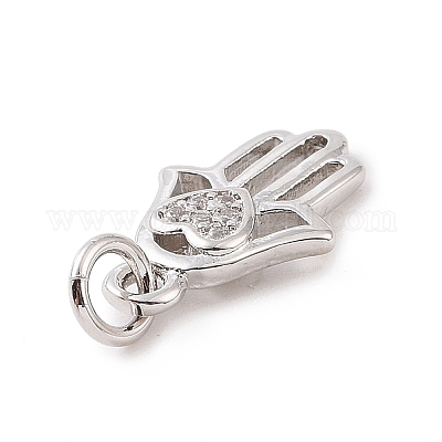 Подвески на ладони из латуни с микропаве из кубического циркония KK-C012-08P-1