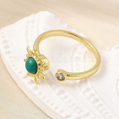 Открытые манжеты из латуни с цирконием для женщин RJEW-U056-01G-1