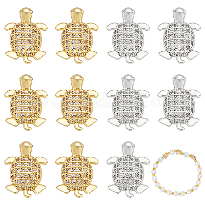 12 шт. 2-цветная стойка с покрытием из латуни с микропаве прозрачные кубические циркониевые бусины KK-WR0001-61-1