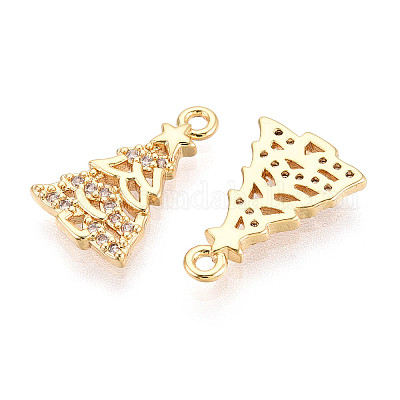 Латунные микропаве прозрачные подвески с фианитом KK-T077-45G-1