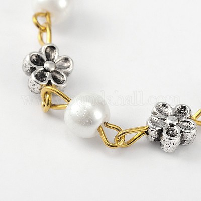 Ручной круглые стекла жемчуг цепи для ожерелья браслеты делает AJEW-JB00072-01-1