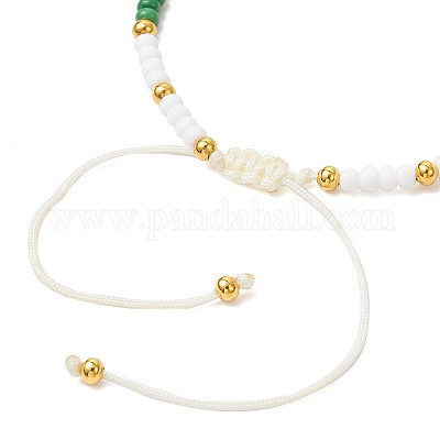 Регулируемые плетеные браслеты из круглых стеклянных бусин BJEW-MZ00187-01-1