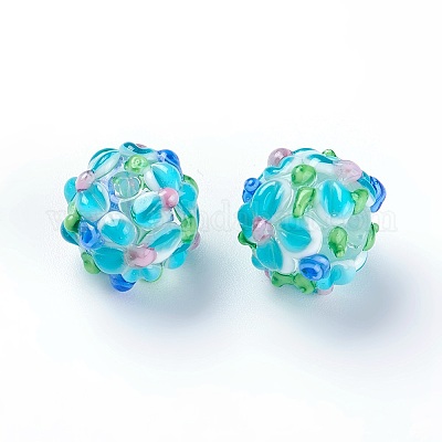 Ручной работы ухабистым Шарики Lampwork LAMP-E021-07L-1
