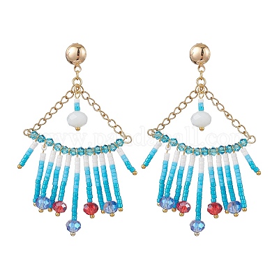 3 пара треугольных стеклянных серег-люстр EJEW-MZ00523-1