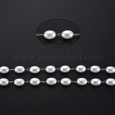 Цепочки из нержавеющей стали 304 и пластика ABS с имитацией жемчуга CHS-S008-015G-1