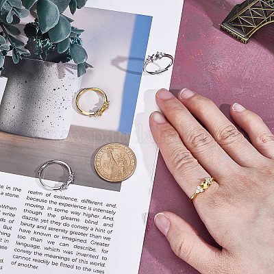 4 шт. 2 цвета 925 регулируемых кольца из стерлингового серебра со стразами STER-NB0001-16-1