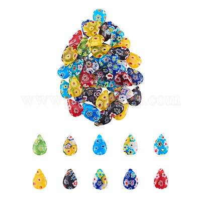 50шт стеклянные подвески миллефиори ручной работы&nbsp;LK-CJ0001-07-1