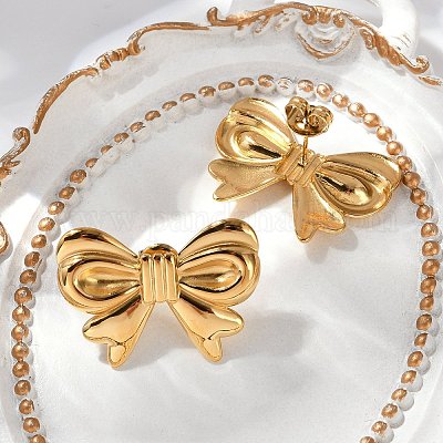 Серьги-гвоздики из нержавеющей стали 304 EJEW-G423-32D-G-1