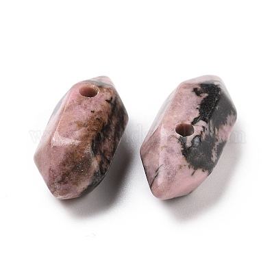 Двойные заостренные подвески из натурального родонита G-C007-02A-24-1