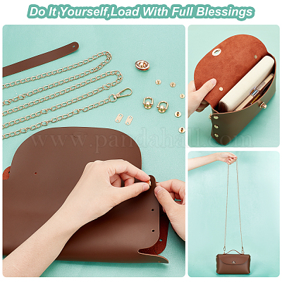  WADORN 39pcs DIY PU Leather Shoulder Bag Making Set, Knitting  Crochet Bag Hand Sewing All Materials Handmade Backpack Purse Making  Supplies Finished Handicraft Bag All Accessories, 9x10.2 Inch (Brown)