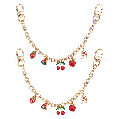 2 шт. сплав огнеупорный кирпич эмаль фрукты подвеска кабель цепочка кошелек декоративные цепи HJEW-ME00012-1