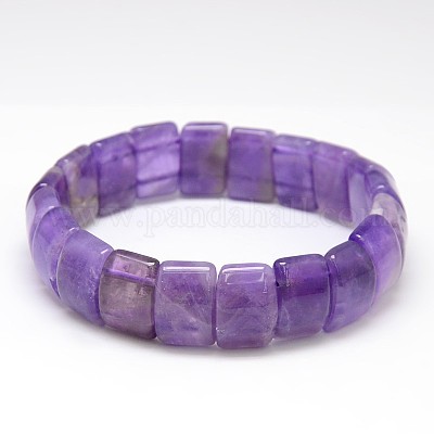 Классические упругие природных драгоценных камней прямоугольник бисером браслеты простирания BJEW-L333-12-1