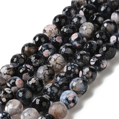 Нити окрашенных и нагретых натуральных агатовых бус с огненным кракелюром G-P539-C01-06-1