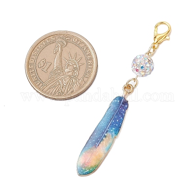 Подвеска из сплава перьев с эмалью HJEW-JM04203-1