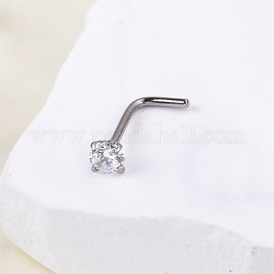 Г-образные кольца для носа в стиле бохо из нержавеющей стали 304 с прозрачными кубическими цирконами FS-WG96CDA-11-1