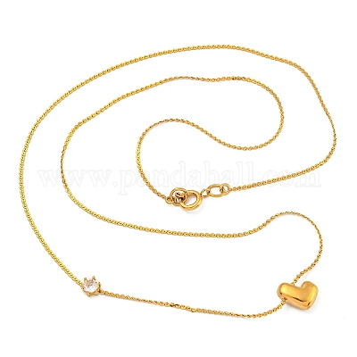 Ожерелья с подвесками из нержавеющей стали 304 с микропаве из кубического циркония NJEW-H017-01G-L-1