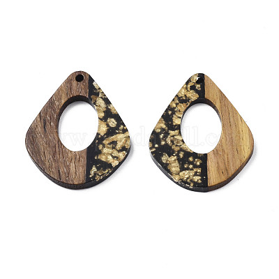 Полупрозрачные подвески из вощеного дерева грецкого ореха из смолы RESI-Q211-03-1