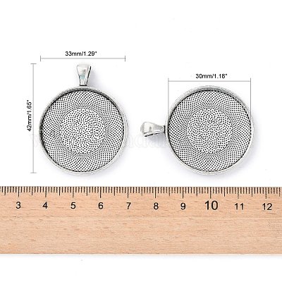 Плоские круглые тибетский стиль сеттинги сплава подвеска кабошон PALLOY-K109-34AS-RS-1