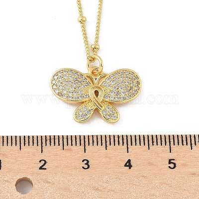 Ожерелья с подвесками из латуни с прозрачным кубическим цирконием NJEW-D306-01G-A-1