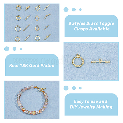 16 шт. 8 стиля стойки с покрытием из экологически чистой латуни с застежками-тоглами KK-HS0001-41-1