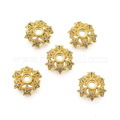 Звездные латунные колпачки с микропаве из кубического циркония KK-K300-05C-G-1