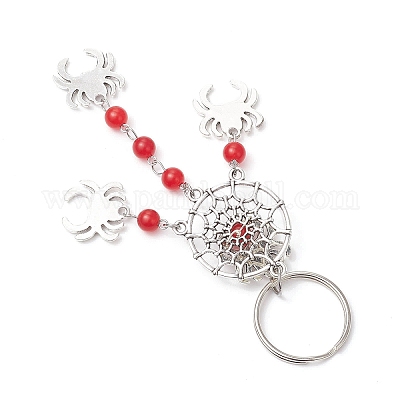 5 шт. 5 стиля тибетского стиля сплава натуральные драгоценные камни брелки KEYC-JKC01240-1