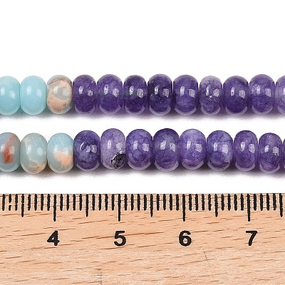 Нити из окрашенного натурального белого нефрита и синтетического камня шоушань&nbsp;G-Z135-C12-1